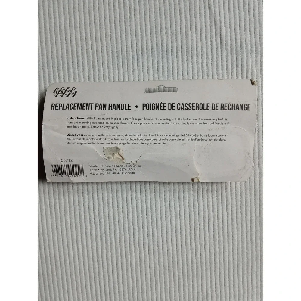 Tops Mfg Replacement Pan Handle Black Heat Resistant Cookware Part 55712 NOS